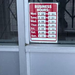 Hours of operation