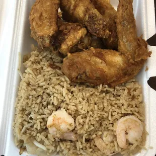 5 cut wings with shrimp fried lunch special