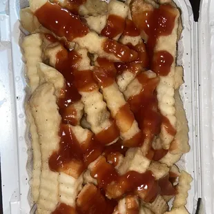My Favorite type of fries (Crinkle Cut) with salt,pepper &amp; ketchup.