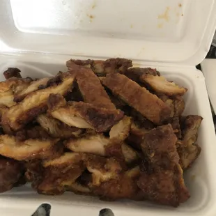 Meat looks and tastes old.