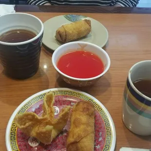 We&apos;re back again having egg rolls and Crab Rangoon before the main course.