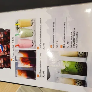 Menu: drinks