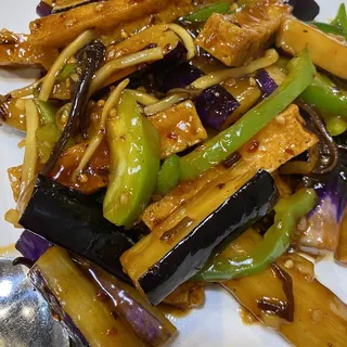 Eggplant Tofu with Szechuan Garlic Sauce