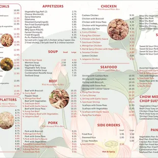 the menu for a chinese restaurant