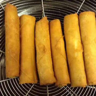 Freshly made egg rolls that many  people enjoy ordering here