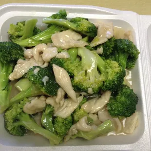 Chicken and broccoli, very filling and tasty