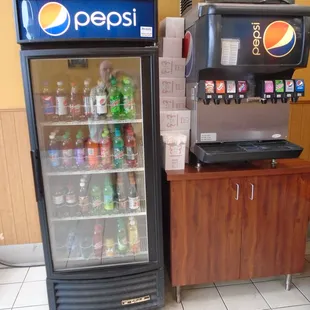 Beverage cooler &amp; soda fountain.