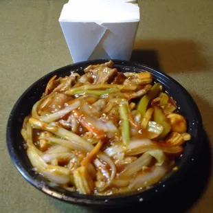 Hot spicy beef - overcooked &amp; beef had rotten decomp taste.  Yuck!