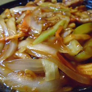 Hot spicy beef, close-up.