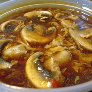 Hot sour soup, close-up.
