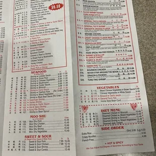 Updated menu