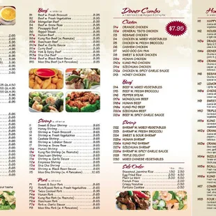 the menu for a chinese restaurant