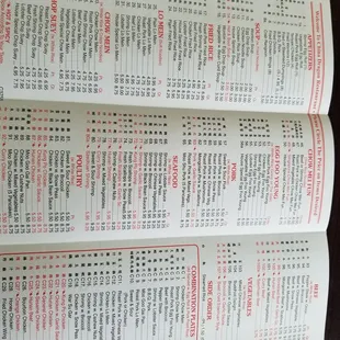 menu