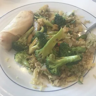 broccoli and rice on a plate