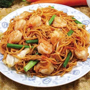 Prawns chow mein