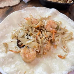 Moo Shu Shrimp in pancake