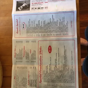 a menu for a chinese restaurant