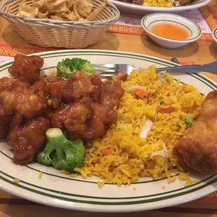 General Tso's chicken with pork fried rice