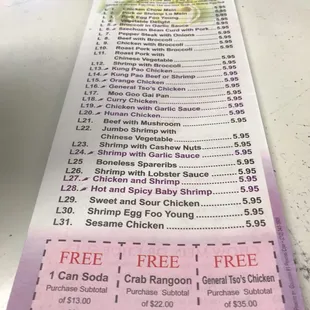 Lunch menu