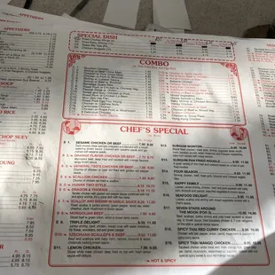 menu