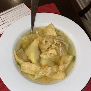 Wonton Soup (I had the hot sauce)
