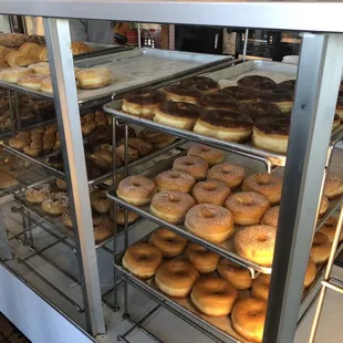 a display case full of donuts