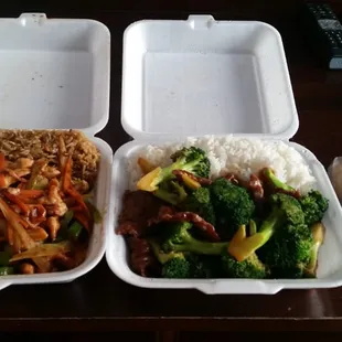 Sczechuan chicken and beef and broccoli lunch specials, $14 total after tax with delivery