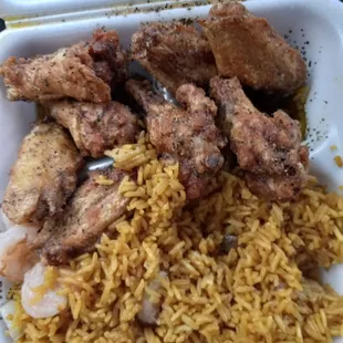 Garlic Pepper wings and shrimp fried rice