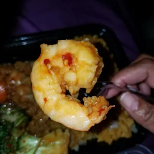 Nice size shrimp in shrimp  w/broccoli 5/21/18