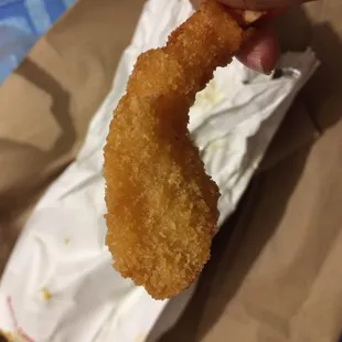 Baby shrimp. Crispy and good. But you might need more than one cocktail sauce! Lol