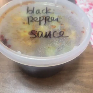 Black pepper sauce. I think I'm going to use it in my stir fry later this week.