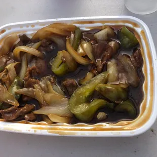 a container of food on a table