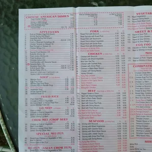 menu