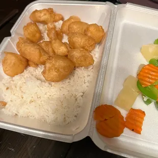 Sweet and Sour Chicken sauce on the side, minus all of the healthy stuff our daughter didn't know was in it.