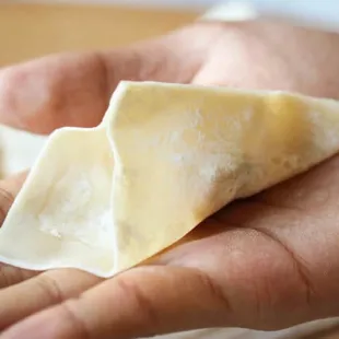 Making wontons.