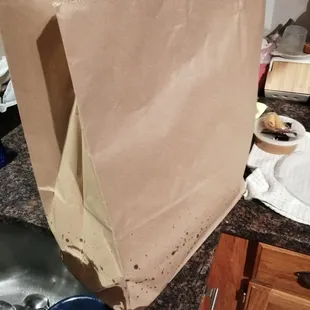 Sauce spilled all over and through out the bag.