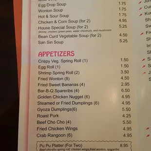 menu
