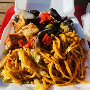 Eggplant red bell tofu stir fry!  Bomb!