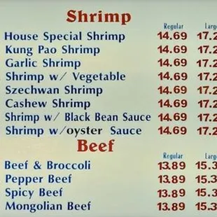 Menu As Of September 2023