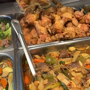 chicken wings and fried chicken, interior