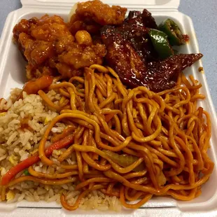 Orange chicken &amp; spicy bbq chicken wing