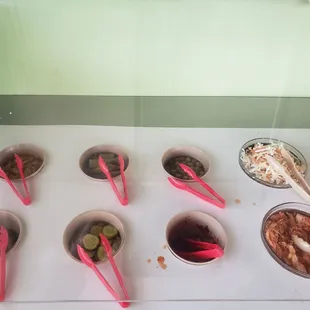 a variety of food items on display