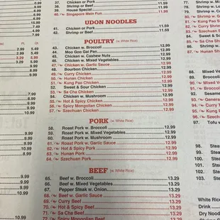 menu