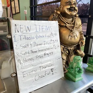 New items menu