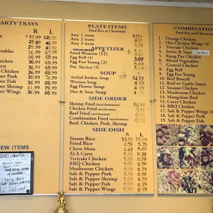 The menu