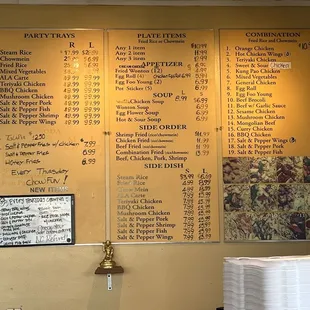 Prices of dishes and prices of combinations