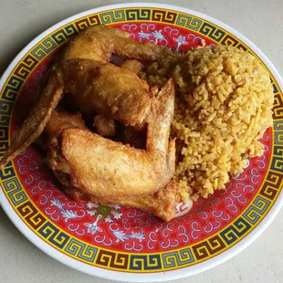 Yummy Chicken wings with Fried Rice