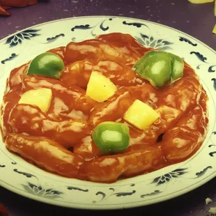 sweet sour chicken delicious sauce！yum