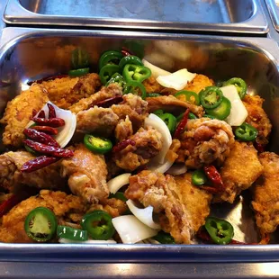 interior, chicken wings and fried chicken
