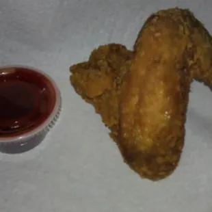 Fried Chicken Wing &amp; Mambo Sauce (but they spell it mumbo sauce)